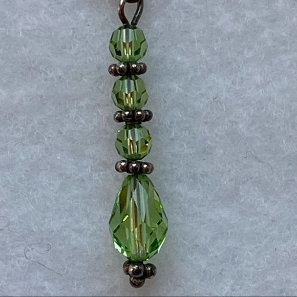 Hand Crafted 925 Silver Lime Green Swarovski Crystal Linear Drop Earring… - Picture 3 of 10